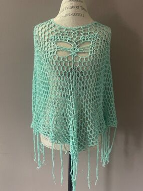 100% cotton crochet butterfly poncho